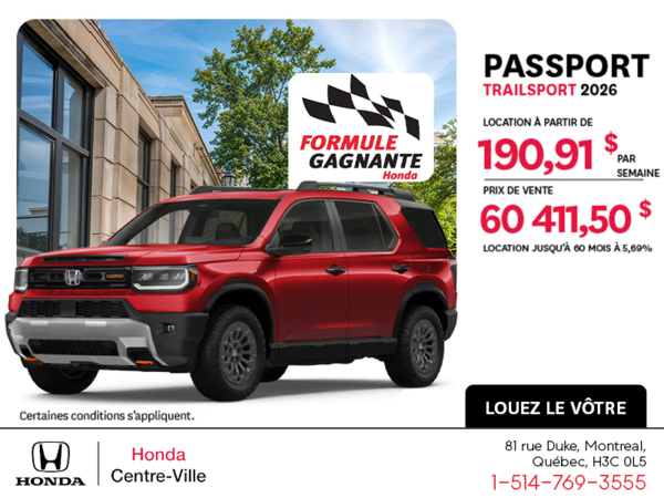 Obtenez la Honda Passport 2026 !