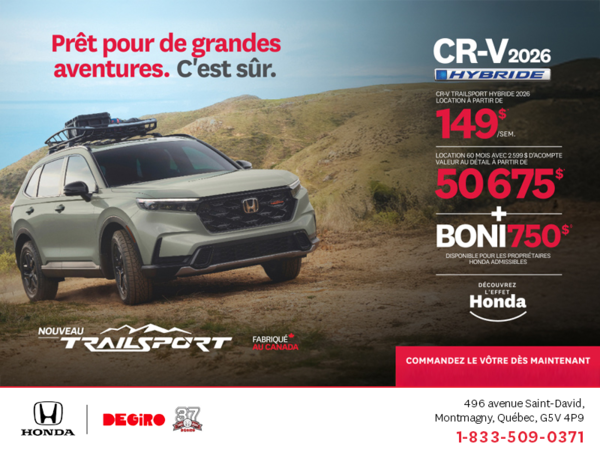 Obtenez le Honda CR-V Hybride 2026!