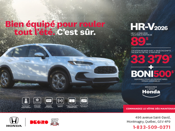 Obtenez le Honda HR-V 2026!