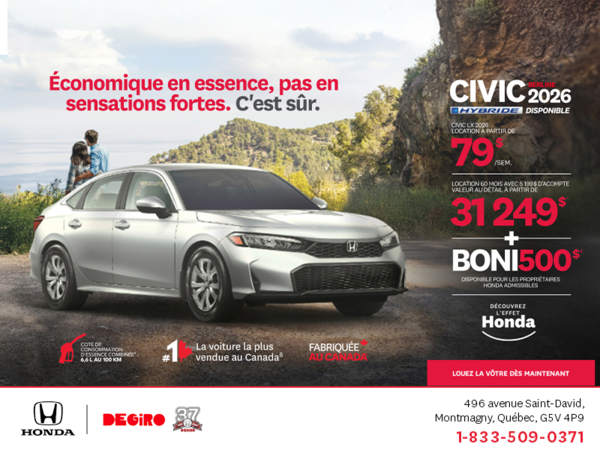 Obtenez le Honda Civic Sedan 2026 !