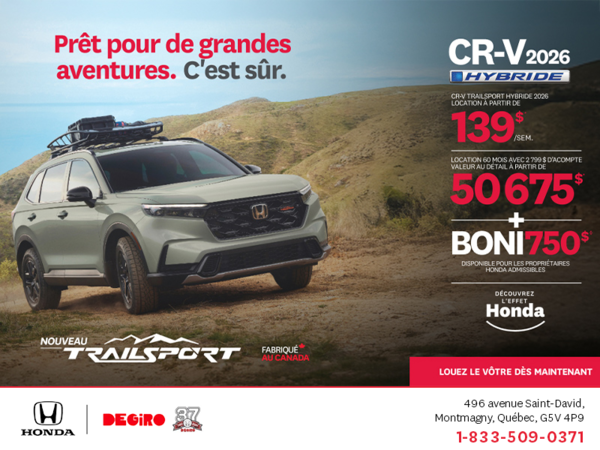 Obtenez le Honda CR-V Hybride 2026!