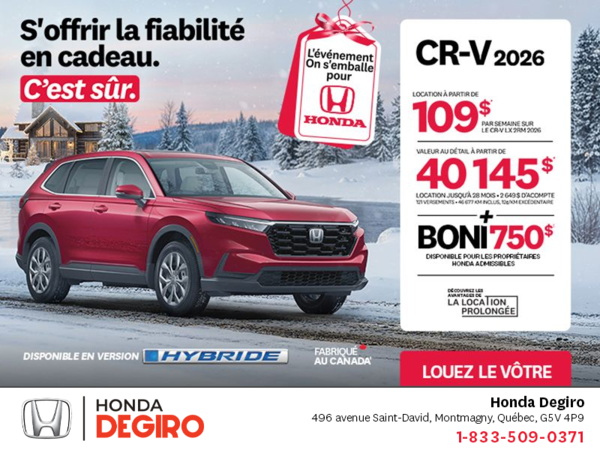 Obtenez le Honda CR-V 2026!