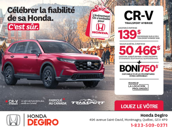 Obtenez le Honda CR-V Hybride 2026!