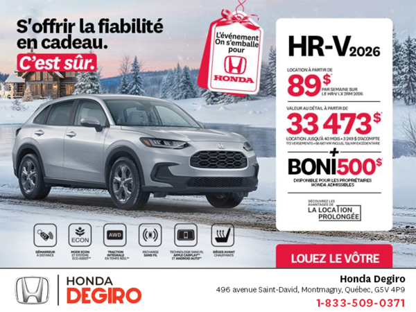Obtenez le Honda HR-V 2026!