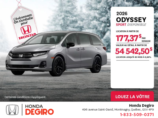 Obtenez le Honda Odyssey 2026 !