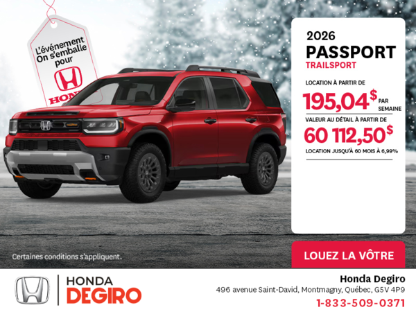 Obtenez le Honda Passport 2026 !