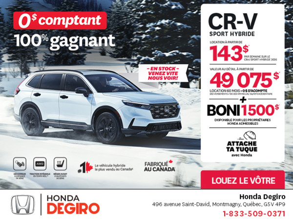 Obtenez le Honda CR-V Hybride 2026!