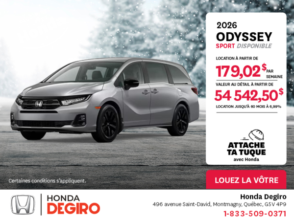 Obtenez le Honda Odyssey 2026 !