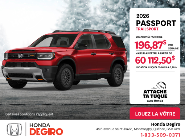 Obtenez le Honda Passport 2026 !