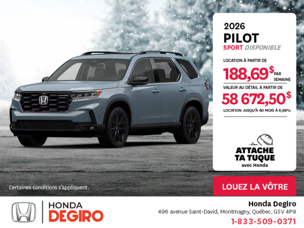 Obtenez le Honda Pilot 2026 !