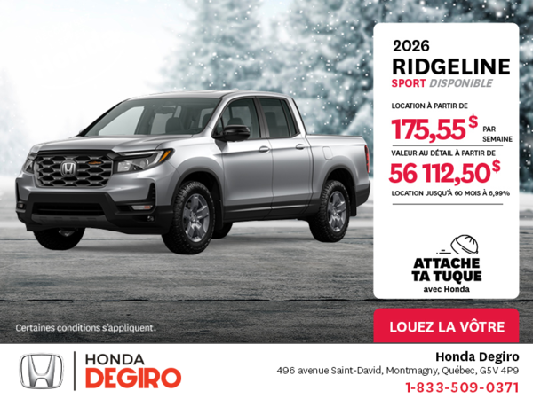 Obtenez le Honda Ridgeline 2026 !
