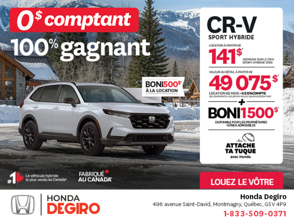 Obtenez le Honda CR-V Hybride 2026!