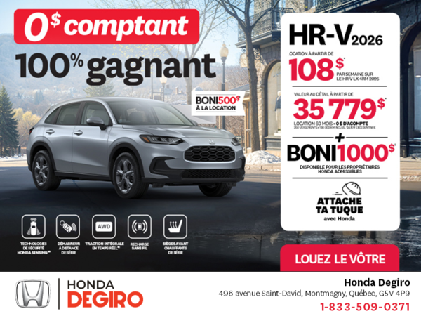 Obtenez le Honda HR-V 2026!