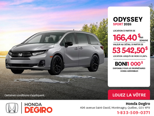 Obtenez le Honda Odyssey 2026 !