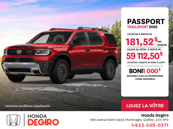 Obtenez le Honda Passport 2026 !