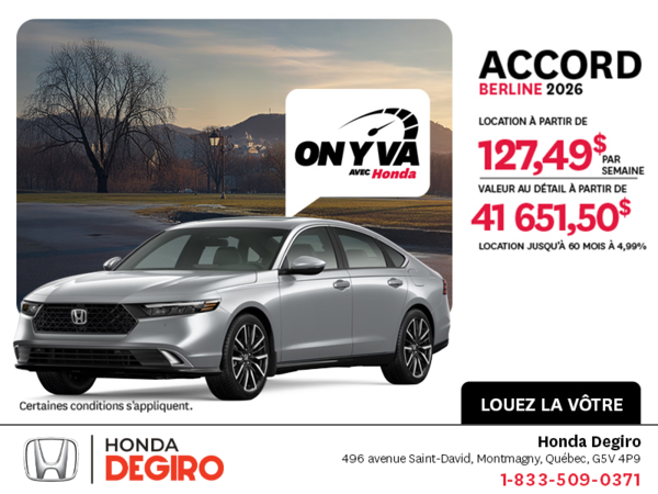 Obtenez la Honda Accord 2026 !
