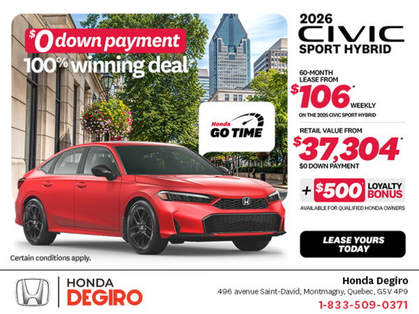 Get the 2026 Honda Civic Sedan Hybrid!