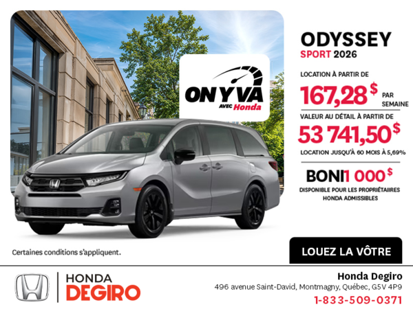 Obtenez la Honda Odyssey 2026 !