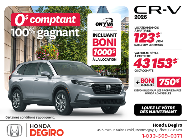 Obtenez le Honda CR-V 2026!