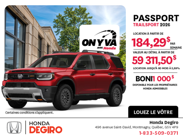 Obtenez le Honda Passport 2026 !