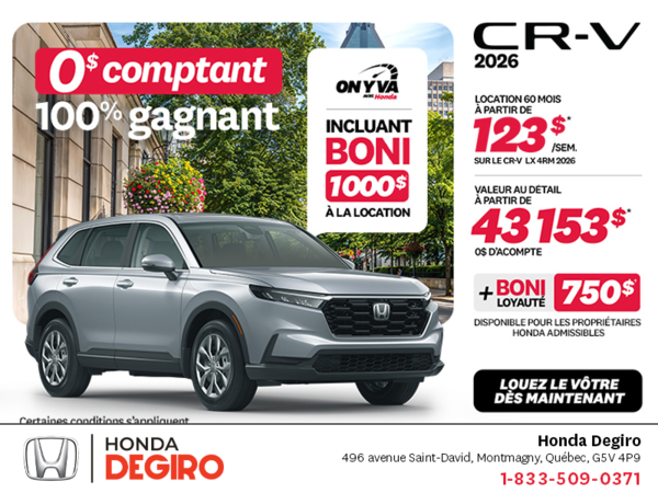 Obtenez la Honda CR-V 2026!