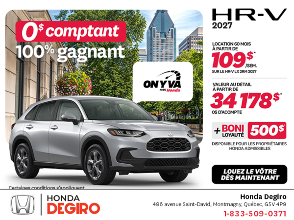 Obtenez la Honda HR-V 2027!