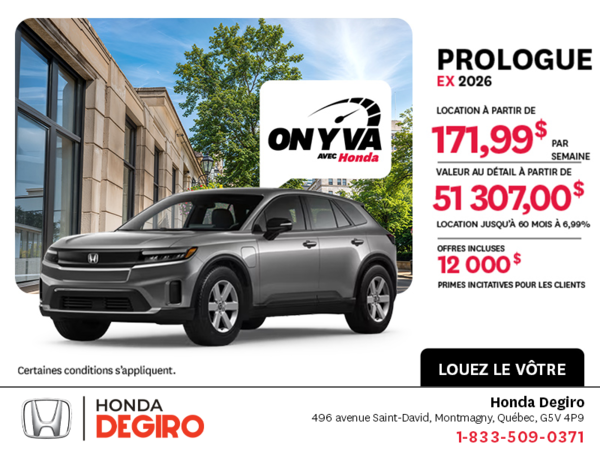 Obtenez la Honda Prologue 2026 !