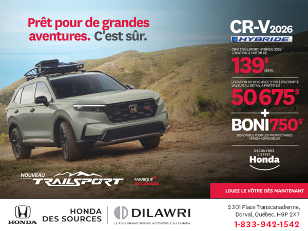 Obtenez le Honda CR-V Hybride 2026!