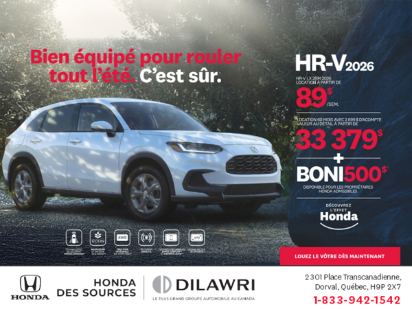 Obtenez le Honda HR-V 2026!