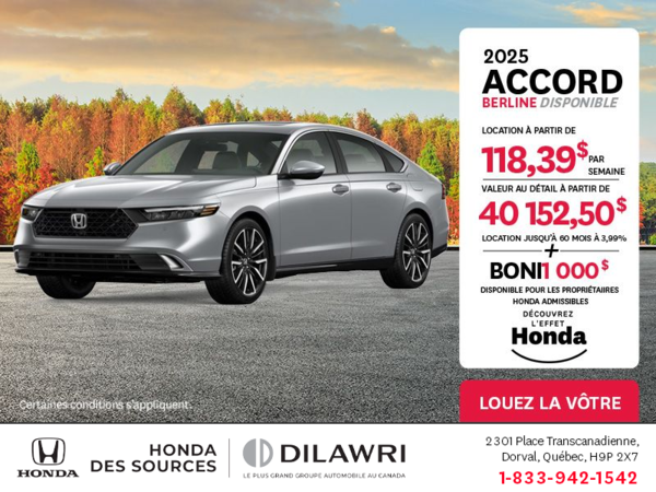 Obtenez la Honda Accord 2025 !