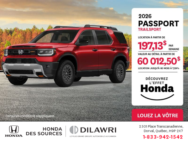 Obtenez le Honda Passport 2026 !