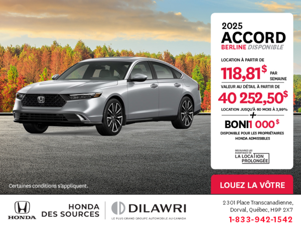 Obtenez la Honda Accord 2025 !