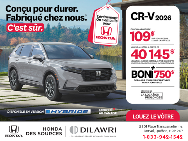 Obtenez le Honda CR-V 2026!