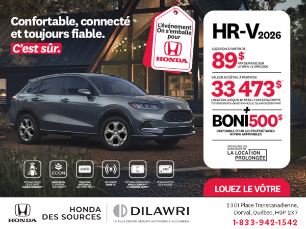 Obtenez le Honda HR-V 2026!