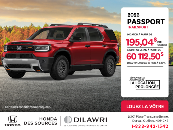 Obtenez le Honda Passport 2026 !