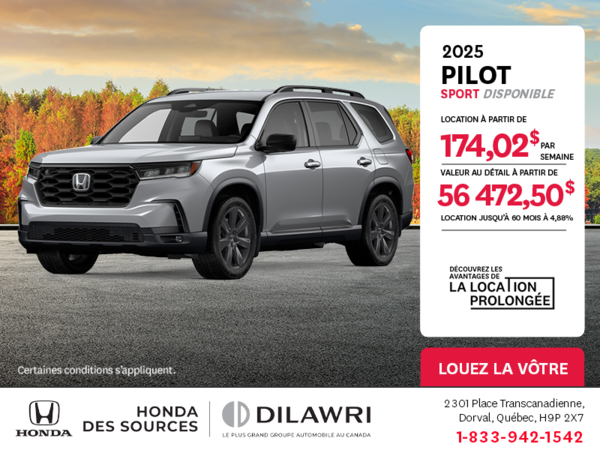 Obtenez le Honda Pilot 2025 !