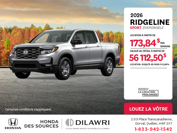 Obtenez le Honda Ridgeline 2025 !
