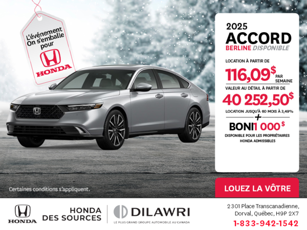 Obtenez la Honda Accord 2025 !