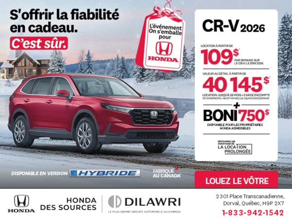 Obtenez le Honda CR-V 2026!