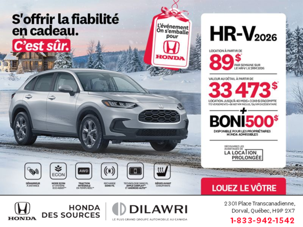 Obtenez le Honda HR-V 2026!