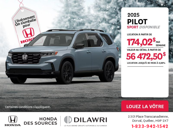 Obtenez le Honda Pilot 2025 !