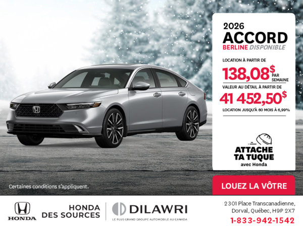 Obtenez la Honda Accord 2026 !
