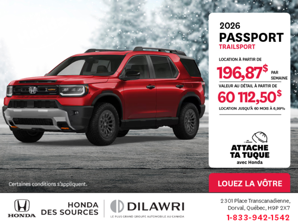 Obtenez le Honda Passport 2026 !
