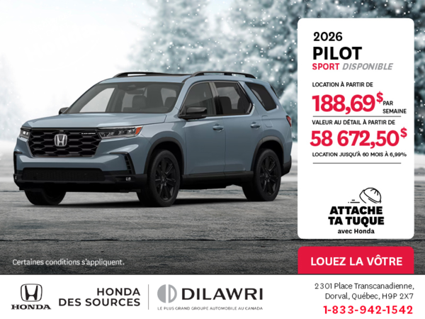 Obtenez le Honda Pilot 2026 !