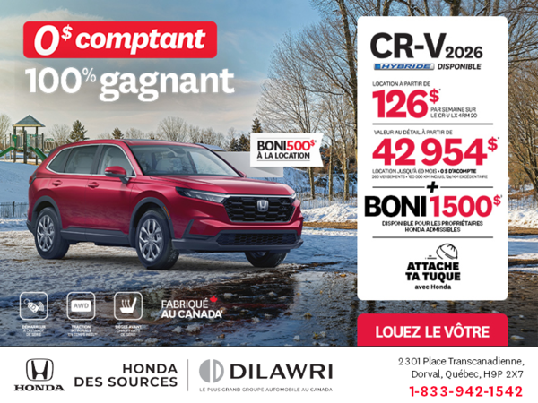 Obtenez le Honda CR-V 2026!
