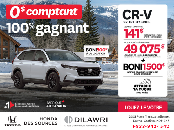Obtenez le Honda CR-V Hybride 2026!