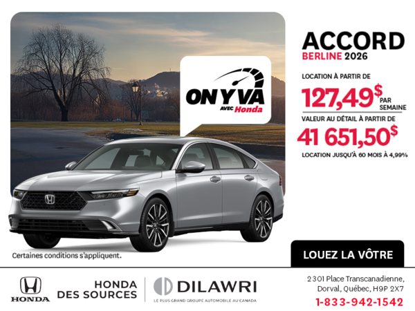 Obtenez la Honda Accord 2026 !