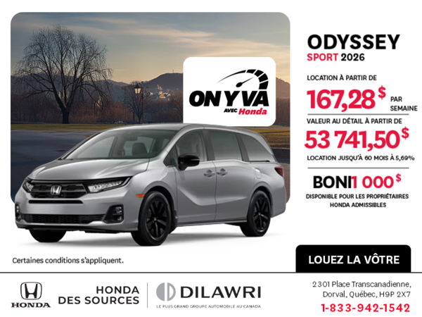 Obtenez la Honda Odyssey 2026 !