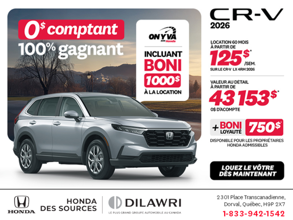 Obtenez le Honda CR-V 2026!
