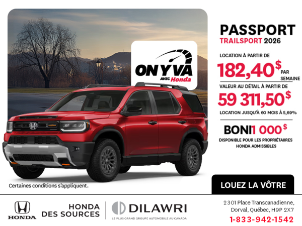 Obtenez le Honda Passport 2026 !